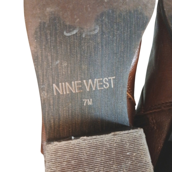 Nine West Tall Brown Leather Knee High Boots size 7 - Picture 10 of 14